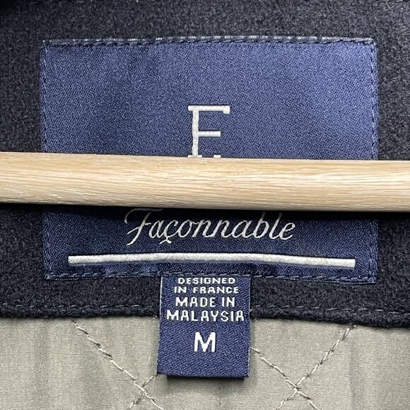 Faconnable Blazer Men's Black Wool Blend Double Breasted Pea Coat M - Picture 2 of 8